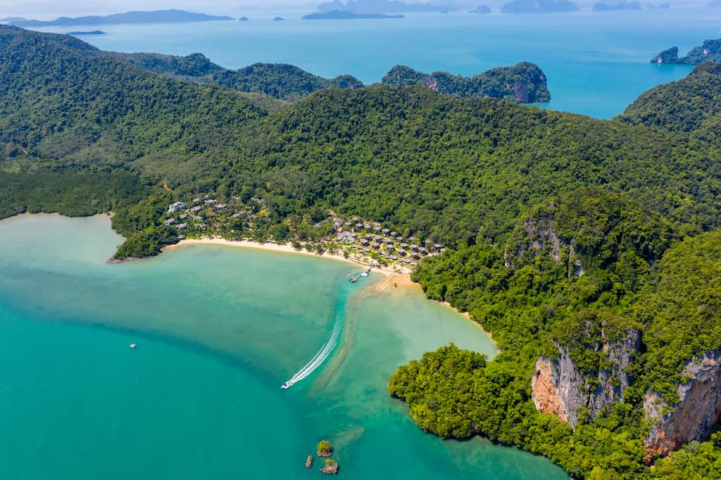 Aerial view of pristine Koh Yao Noi in Thailand