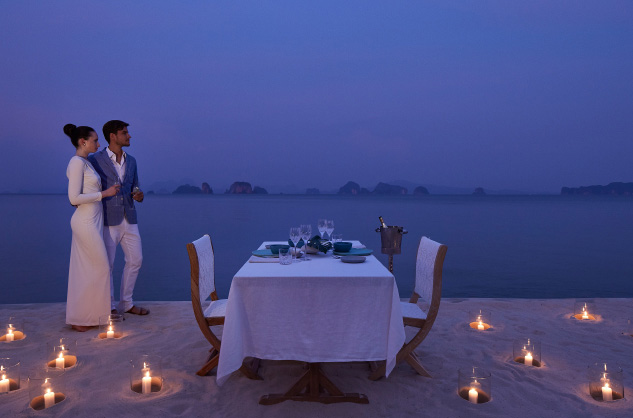 Private dining on the beach.